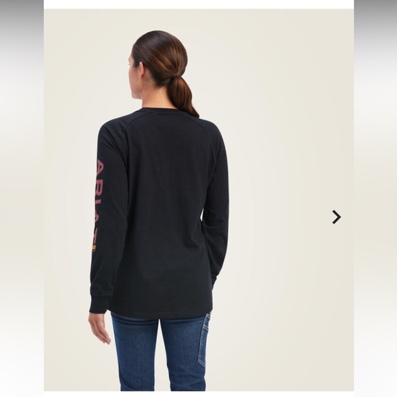 Ariat Womens Long Sleeve Tee Rebar Cotton Strong Logo Graphic - Picture 5 of 7